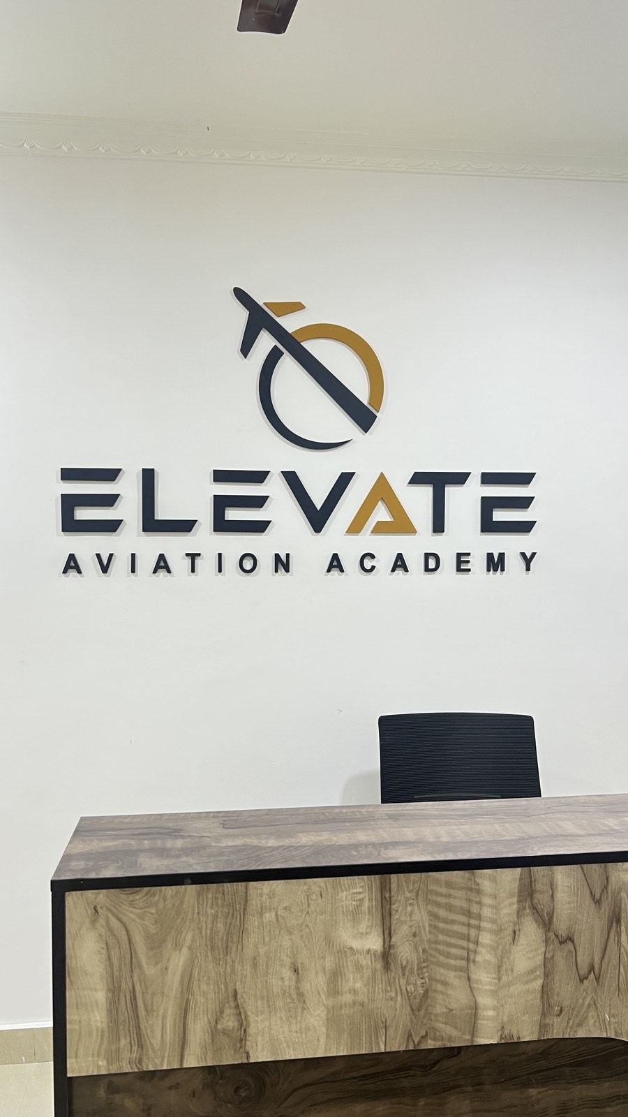 Elevate Aviation Academy reception and branding